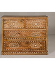 Anglo-Indian Four-Drawer Vintage Dresser Chest with Floral Bone Inlay Design-2. Asian & Chinese Furniture, Art, Antiques, Vintage Home Décor for sale at FEA Home