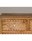 Anglo-Indian Four-Drawer Vintage Dresser Chest with Floral Bone Inlay Design-5. Asian & Chinese Furniture, Art, Antiques, Vintage Home Décor for sale at FEA Home