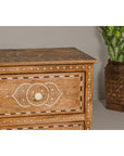 Anglo-Indian Four-Drawer Vintage Dresser Chest with Floral Bone Inlay Design-6. Asian & Chinese Furniture, Art, Antiques, Vintage Home Décor for sale at FEA Home