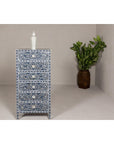 Blue and White Anglo Style Inlaid Mother of Pearl Tall Chest-10. Asian & Chinese Furniture, Art, Antiques, Vintage Home Décor for sale at FEA Home