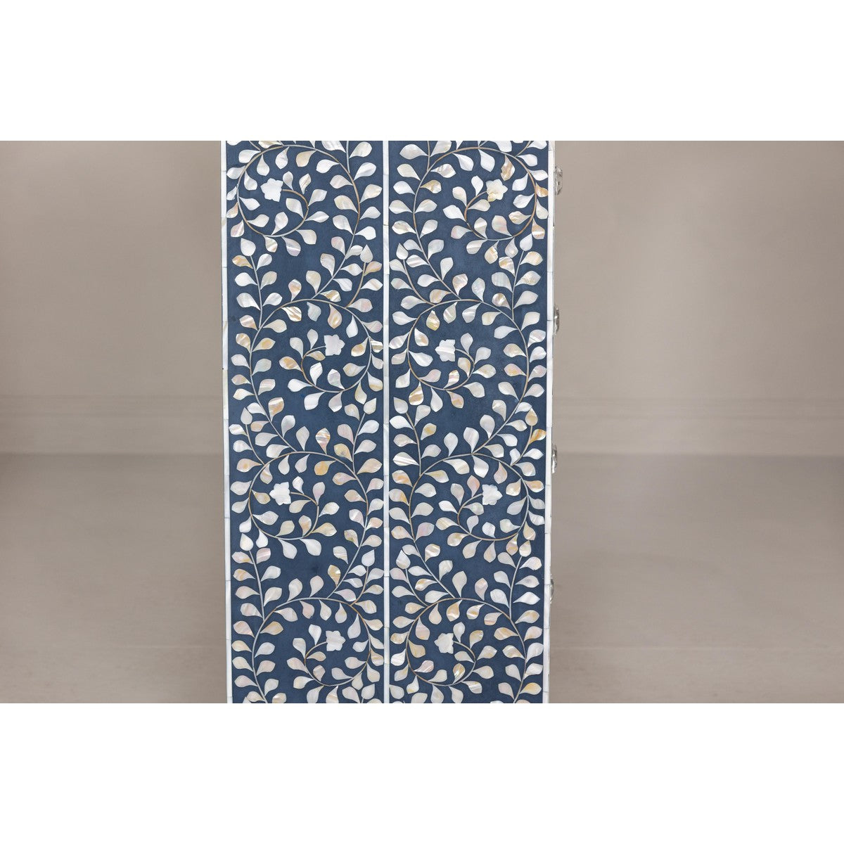 Blue and White Anglo Style Inlaid Mother of Pearl Tall Chest-15. Asian & Chinese Furniture, Art, Antiques, Vintage Home Décor for sale at FEA Home