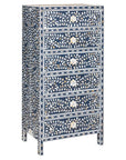 Blue and White Anglo Style Inlaid Mother of Pearl Tall Chest-1. Asian & Chinese Furniture, Art, Antiques, Vintage Home Décor for sale at FEA Home