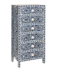 Blue and White Anglo Style Inlaid Mother of Pearl Tall Chest-20. Asian & Chinese Furniture, Art, Antiques, Vintage Home Décor for sale at FEA Home