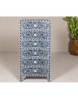 Blue and White Anglo Style Inlaid Mother of Pearl Tall Chest-2. Asian & Chinese Furniture, Art, Antiques, Vintage Home Décor for sale at FEA Home