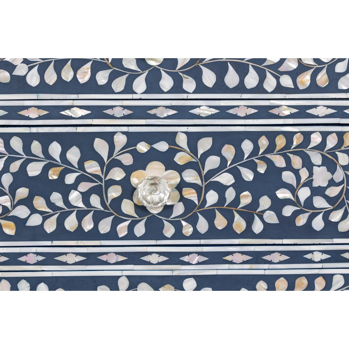 Blue and White Anglo Style Inlaid Mother of Pearl Tall Chest-9. Asian & Chinese Furniture, Art, Antiques, Vintage Home Décor for sale at FEA Home