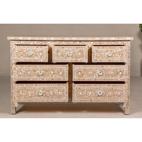 Anglo Style Soft Pink Dresser with Floral Themed Mother-of-Pearl Inlay-YN8016-10. Asian & Chinese Furniture, Art, Antiques, Vintage Home Décor for sale at FEA Home