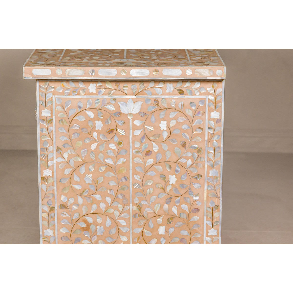 Anglo Style Soft Pink Dresser with Floral Themed Mother-of-Pearl Inlay-20. Asian & Chinese Furniture, Art, Antiques, Vintage Home Décor for sale at FEA Home