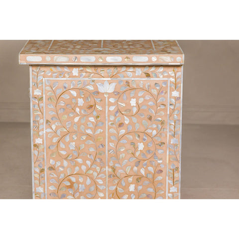 Anglo Style Soft Pink Dresser with Floral Themed Mother-of-Pearl Inlay-YN8016-20. Asian & Chinese Furniture, Art, Antiques, Vintage Home Décor for sale at FEA Home