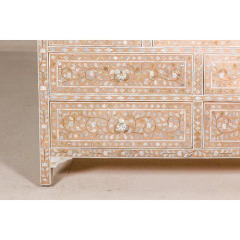 Anglo Style Soft Pink Dresser with Floral Themed Mother-of-Pearl Inlay-YN8016-7. Asian & Chinese Furniture, Art, Antiques, Vintage Home Décor for sale at FEA Home