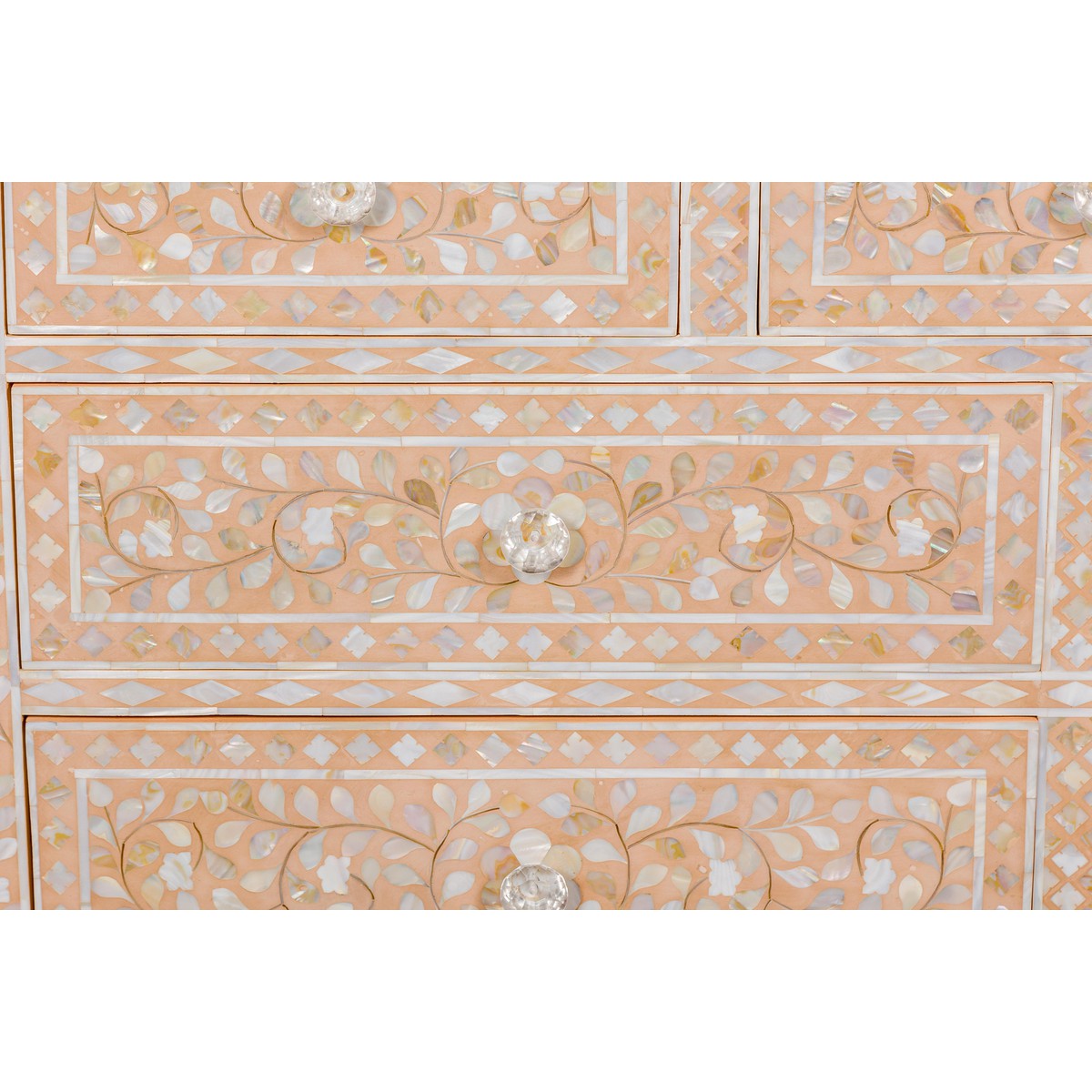 Anglo Style Soft Pink Dresser with Floral Themed Mother-of-Pearl Inlay-8. Asian & Chinese Furniture, Art, Antiques, Vintage Home Décor for sale at FEA Home