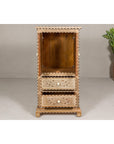 Anglo Style Narrow Cabinet with Foliage-Themed Bone Inlaid Décor-10. Asian & Chinese Furniture, Art, Antiques, Vintage Home Décor for sale at FEA Home