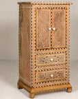 Anglo Style Narrow Cabinet with Foliage-Themed Bone Inlaid Décor-11. Asian & Chinese Furniture, Art, Antiques, Vintage Home Décor for sale at FEA Home