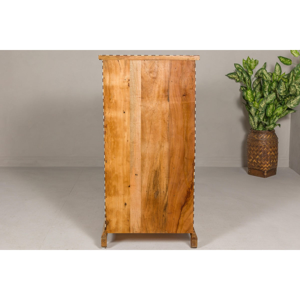 Anglo Style Narrow Cabinet with Foliage-Themed Bone Inlaid Décor-17. Asian & Chinese Furniture, Art, Antiques, Vintage Home Décor for sale at FEA Home