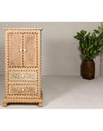 Anglo Style Narrow Cabinet with Foliage-Themed Bone Inlaid Décor-3. Asian & Chinese Furniture, Art, Antiques, Vintage Home Décor for sale at FEA Home