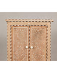 Anglo Style Narrow Cabinet with Foliage-Themed Bone Inlaid Décor-4. Asian & Chinese Furniture, Art, Antiques, Vintage Home Décor for sale at FEA Home