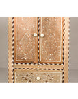 Anglo Style Narrow Cabinet with Foliage-Themed Bone Inlaid Décor-5. Asian & Chinese Furniture, Art, Antiques, Vintage Home Décor for sale at FEA Home