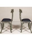 Anglo Style Ebonised Side Chairs with Floral Themed Bone Inlay, a Pair-11. Asian & Chinese Furniture, Art, Antiques, Vintage Home Décor for sale at FEA Home