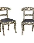 Anglo Style Ebonised Side Chairs with Floral Themed Bone Inlay, a Pair-1. Asian & Chinese Furniture, Art, Antiques, Vintage Home Décor for sale at FEA Home