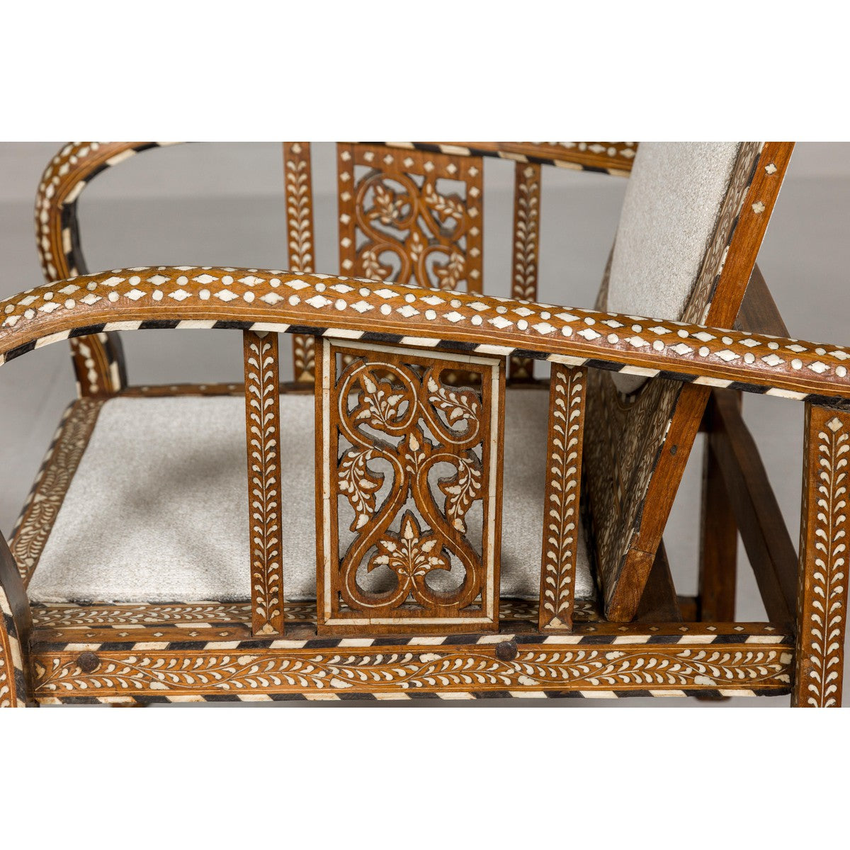 Anglo Style Bone Inlaid Armchair with Folding Back and Loop Arms-12. Asian & Chinese Furniture, Art, Antiques, Vintage Home Décor for sale at FEA Home