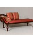 Récamier Style Daybed with Silk Cushion, Out-Scrolling Back and Turned Legs-11. Asian & Chinese Furniture, Art, Antiques, Vintage Home Décor for sale at FEA Home