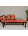 Récamier Style Daybed with Silk Cushion, Out-Scrolling Back and Turned Legs-15. Asian & Chinese Furniture, Art, Antiques, Vintage Home Décor for sale at FEA Home
