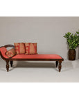 Récamier Style Daybed with Silk Cushion, Out-Scrolling Back and Turned Legs-18. Asian & Chinese Furniture, Art, Antiques, Vintage Home Décor for sale at FEA Home