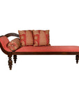 Récamier Style Daybed with Silk Cushion, Out-Scrolling Back and Turned Legs-1. Asian & Chinese Furniture, Art, Antiques, Vintage Home Décor for sale at FEA Home