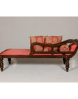 Récamier Style Daybed with Silk Cushion, Out-Scrolling Back and Turned Legs-8. Asian & Chinese Furniture, Art, Antiques, Vintage Home Décor for sale at FEA Home