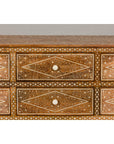 Anglo-Indian Style Mango Wood Dresser with Eight Drawers and Floral Bone Inlay-10. Asian & Chinese Furniture, Art, Antiques, Vintage Home Décor for sale at FEA Home