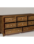 Anglo-Indian Style Mango Wood Dresser with Eight Drawers and Floral Bone Inlay-11. Asian & Chinese Furniture, Art, Antiques, Vintage Home Décor for sale at FEA Home
