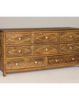Anglo-Indian Style Mango Wood Dresser with Eight Drawers and Floral Bone Inlay-13. Asian & Chinese Furniture, Art, Antiques, Vintage Home Décor for sale at FEA Home
