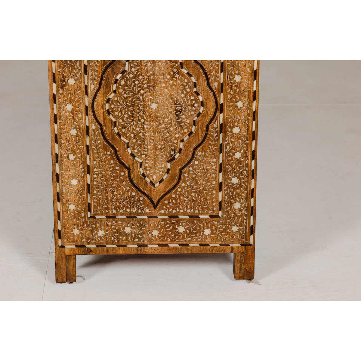 Anglo-Indian Style Mango Wood Dresser with Eight Drawers and Floral Bone Inlay-16. Asian & Chinese Furniture, Art, Antiques, Vintage Home Décor for sale at FEA Home