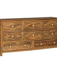 Anglo-Indian Style Mango Wood Dresser with Eight Drawers and Floral Bone Inlay-1. Asian & Chinese Furniture, Art, Antiques, Vintage Home Décor for sale at FEA Home