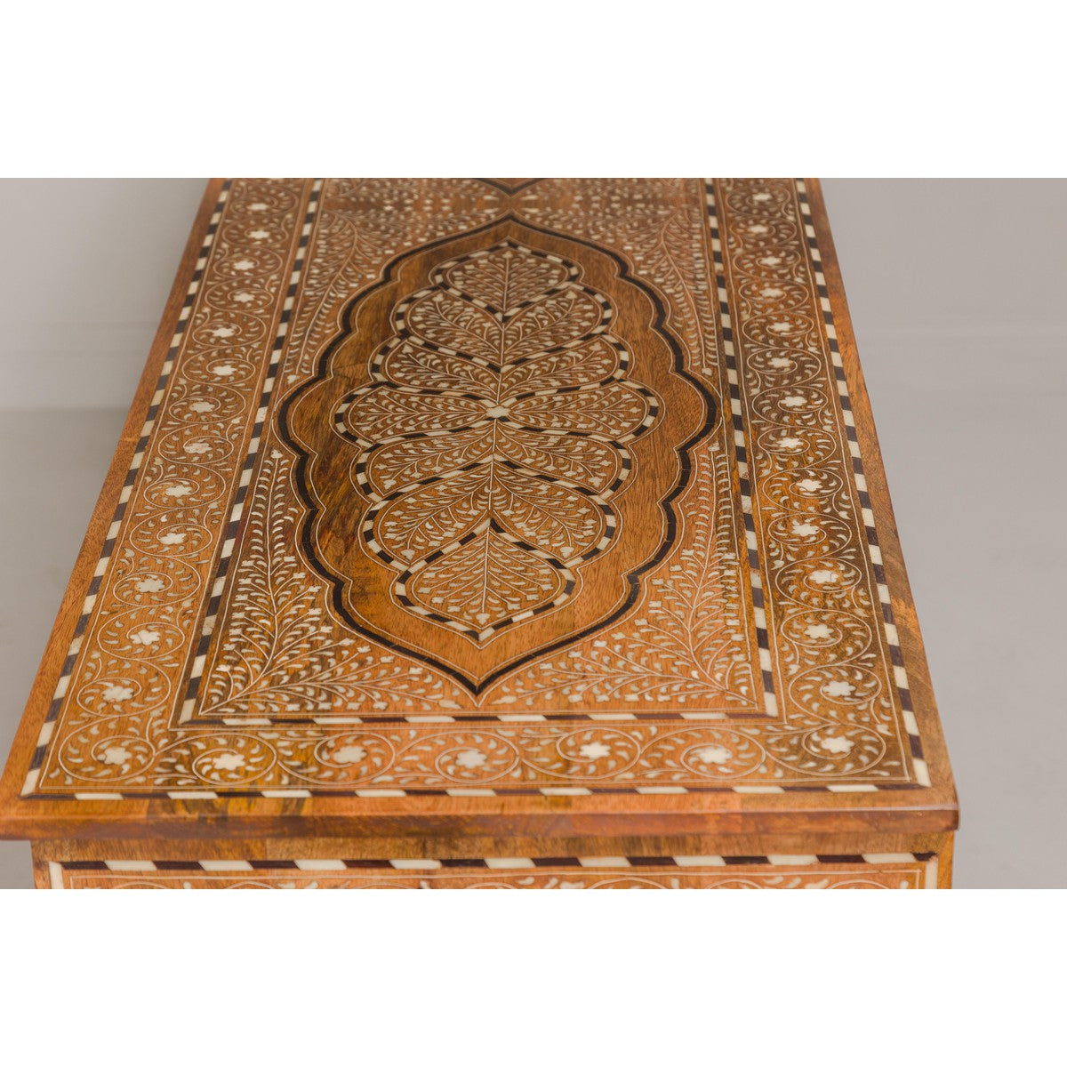 Anglo-Indian Style Mango Wood Dresser with Eight Drawers and Floral Bone Inlay-20. Asian & Chinese Furniture, Art, Antiques, Vintage Home Décor for sale at FEA Home
