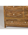 Anglo-Indian Style Mango Wood Dresser with Eight Drawers and Floral Bone Inlay-6. Asian & Chinese Furniture, Art, Antiques, Vintage Home Décor for sale at FEA Home