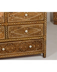 Anglo-Indian Style Mango Wood Dresser with Eight Drawers and Floral Bone Inlay-7. Asian & Chinese Furniture, Art, Antiques, Vintage Home Décor for sale at FEA Home