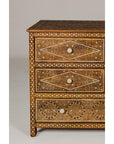 Anglo-Indian Style Mango Wood Dresser with Eight Drawers and Floral Bone Inlay-8. Asian & Chinese Furniture, Art, Antiques, Vintage Home Décor for sale at FEA Home