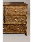 Anglo-Indian Style Mango Wood Dresser with Eight Drawers and Floral Bone Inlay-9. Asian & Chinese Furniture, Art, Antiques, Vintage Home Décor for sale at FEA Home