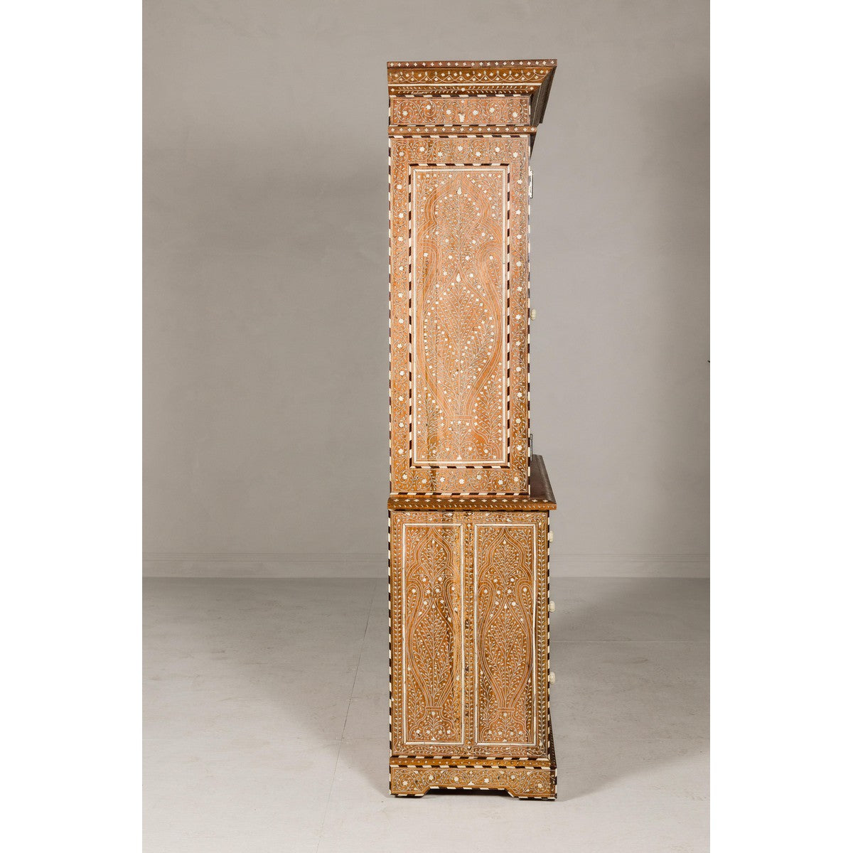 Anglo Style Buffet à Deux-Corps with Abundant Floral Themed Bone Inlay-12. Asian & Chinese Furniture, Art, Antiques, Vintage Home Décor for sale at FEA Home