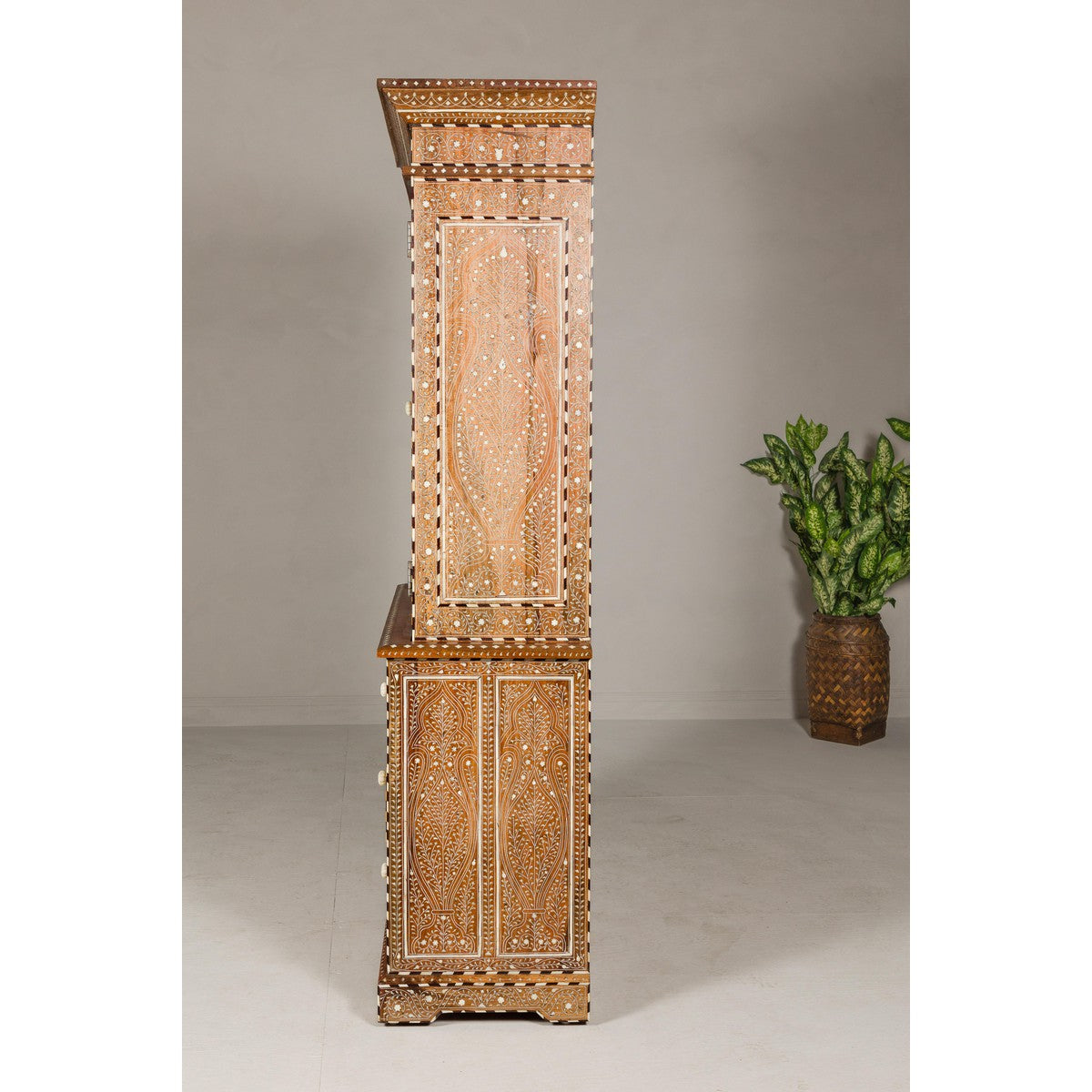 Anglo Style Buffet à Deux-Corps with Abundant Floral Themed Bone Inlay-16. Asian & Chinese Furniture, Art, Antiques, Vintage Home Décor for sale at FEA Home