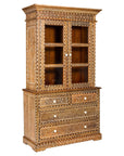 Anglo Style Buffet à Deux-Corps with Abundant Floral Themed Bone Inlay-1. Asian & Chinese Furniture, Art, Antiques, Vintage Home Décor for sale at FEA Home