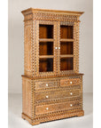Anglo Style Buffet à Deux-Corps with Abundant Floral Themed Bone Inlay-3. Asian & Chinese Furniture, Art, Antiques, Vintage Home Décor for sale at FEA Home