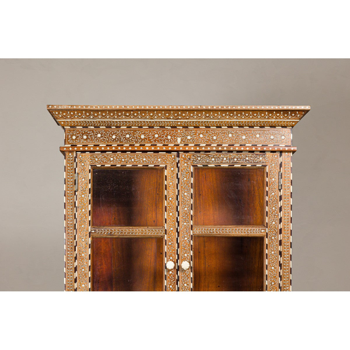 Anglo Style Buffet à Deux-Corps with Abundant Floral Themed Bone Inlay-4. Asian & Chinese Furniture, Art, Antiques, Vintage Home Décor for sale at FEA Home
