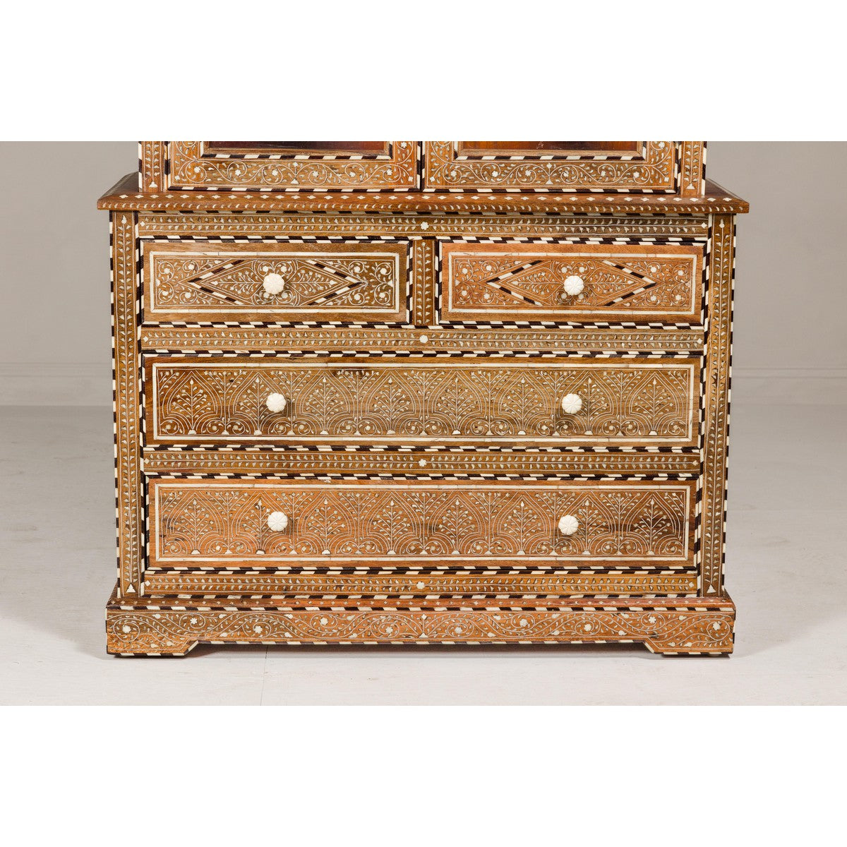 Anglo Style Buffet à Deux-Corps with Abundant Floral Themed Bone Inlay-7. Asian & Chinese Furniture, Art, Antiques, Vintage Home Décor for sale at FEA Home