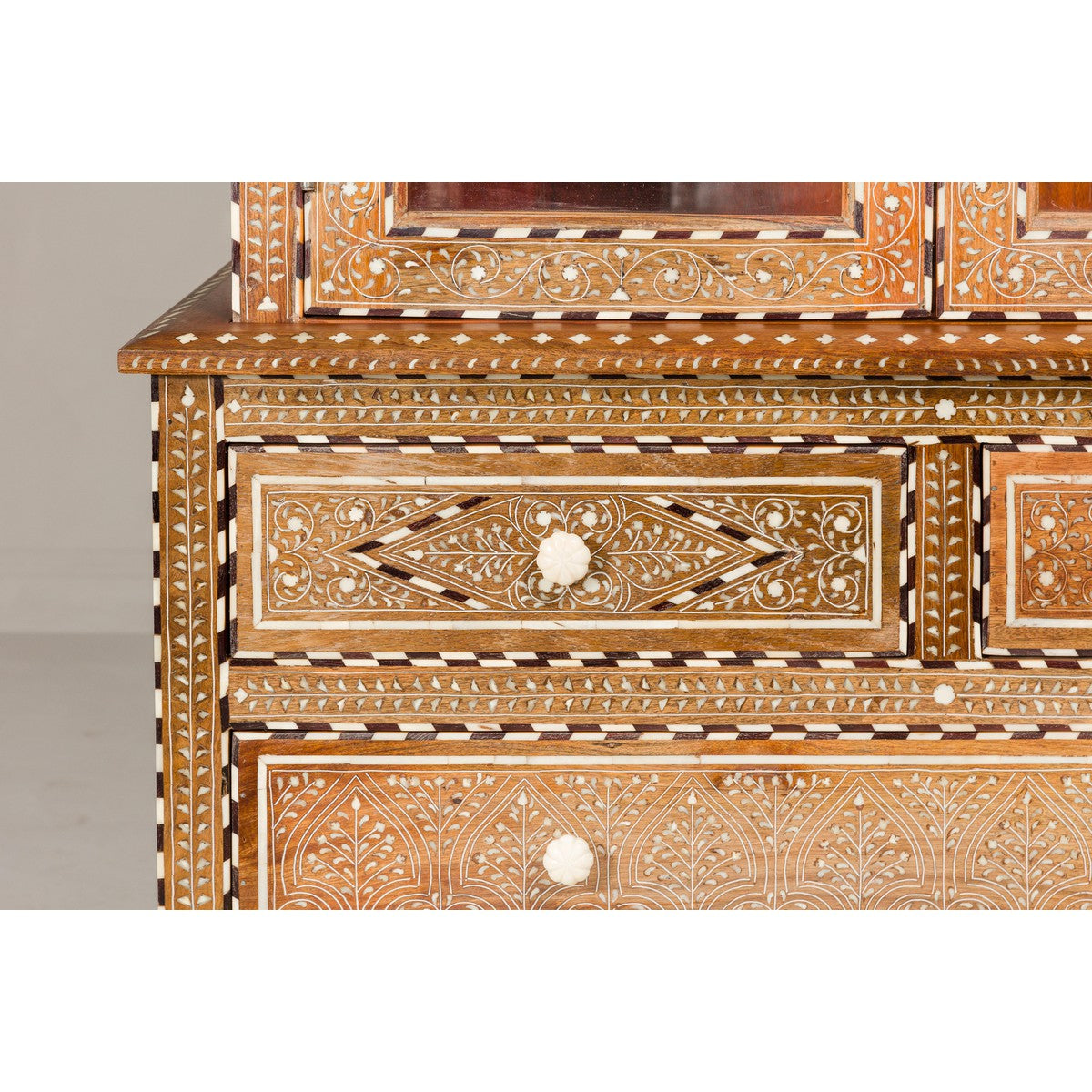 Anglo Style Buffet à Deux-Corps with Abundant Floral Themed Bone Inlay-9. Asian & Chinese Furniture, Art, Antiques, Vintage Home Décor for sale at FEA Home
