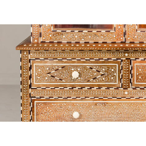 Anglo Style Buffet à Deux-Corps with Abundant Floral Themed Bone Inlay-YN8034-9. Asian & Chinese Furniture, Art, Antiques, Vintage Home Décor for sale at FEA Home