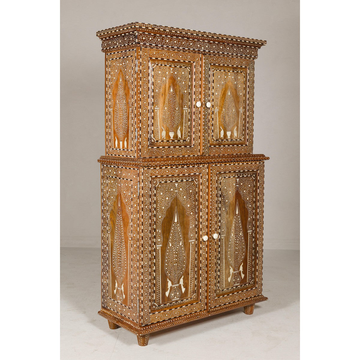 Anglo Style Buffet à Deux-Corps with Floral and Bird Bone Inlay-11. Asian & Chinese Furniture, Art, Antiques, Vintage Home Décor for sale at FEA Home