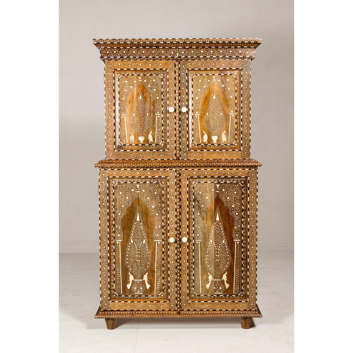 Anglo Style Buffet à Deux-Corps with Floral and Bird Bone Inlay-3. Asian & Chinese Furniture, Art, Antiques, Vintage Home Décor for sale at FEA Home