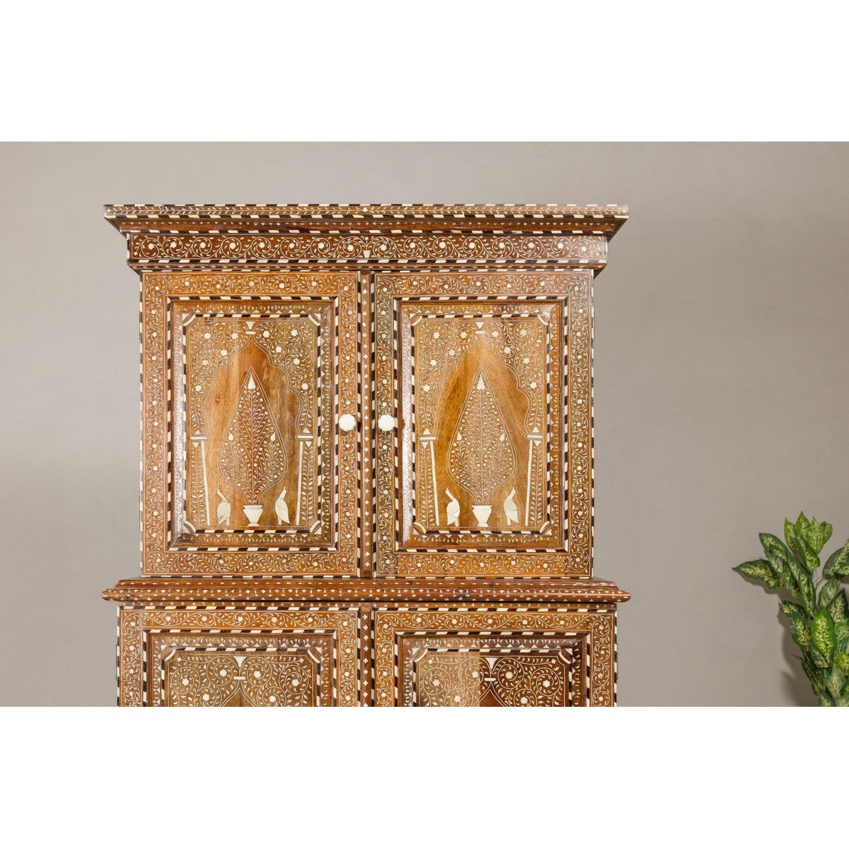 Anglo Style Buffet à Deux-Corps with Floral and Bird Bone Inlay-5. Asian & Chinese Furniture, Art, Antiques, Vintage Home Décor for sale at FEA Home
