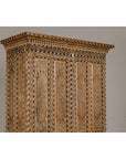 Anglo Indian Style Mango Wood Tall Cabinet with Floral Themed Bone Inlaid Décor-10. Asian & Chinese Furniture, Art, Antiques, Vintage Home Décor for sale at FEA Home